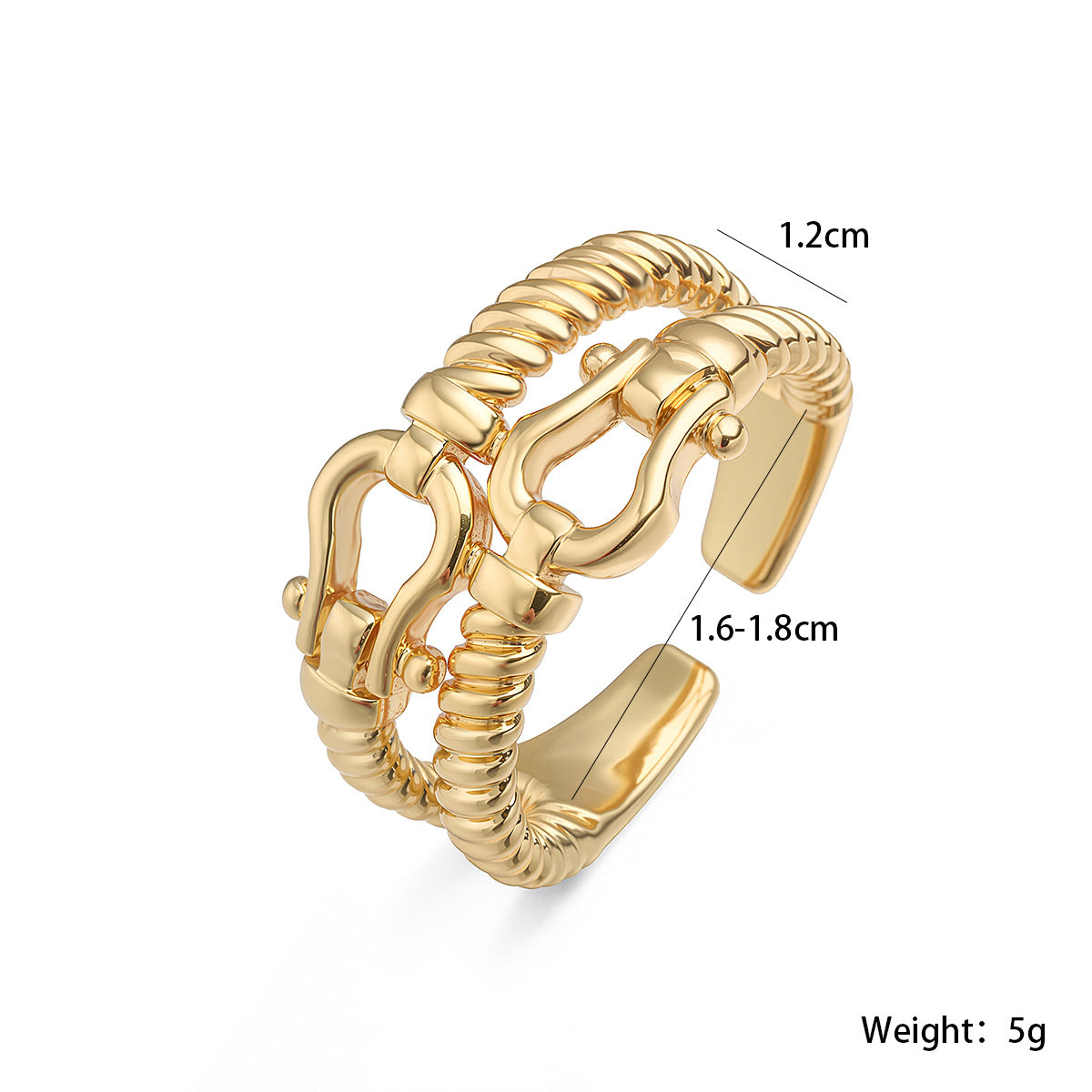 Minimalist Elegant Geometric Brass Ring with 18K Gold Plating and Cubic Zirconia Micro-inlay for Women