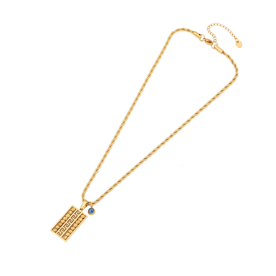 Geometric Stainless Steel Pendant Necklace with Enamel Finish for Women