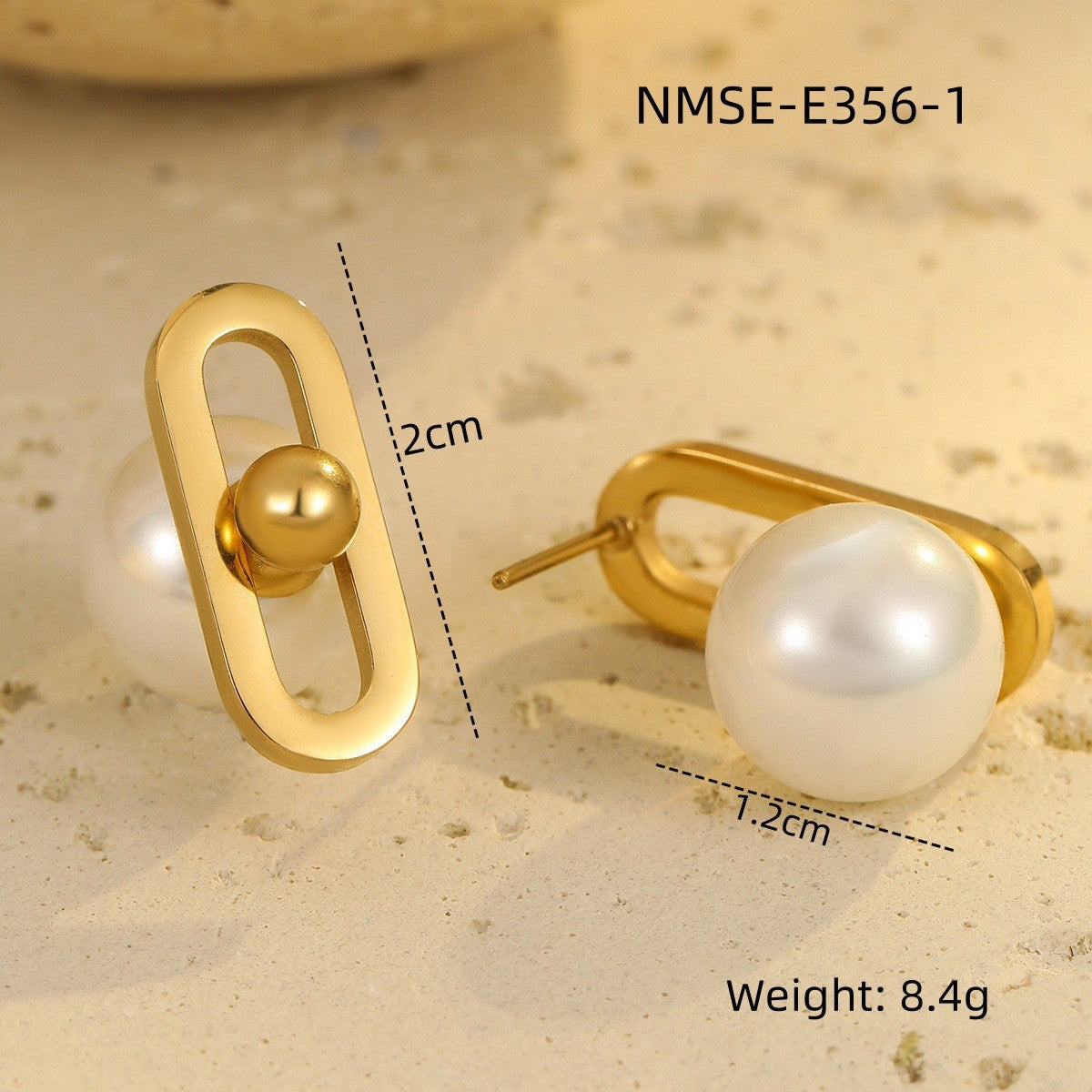 Elegant French-Style Baroque Pearl Earrings in Stainless Steel with Floral and Geometric Design, Electroplated Finish for Women
