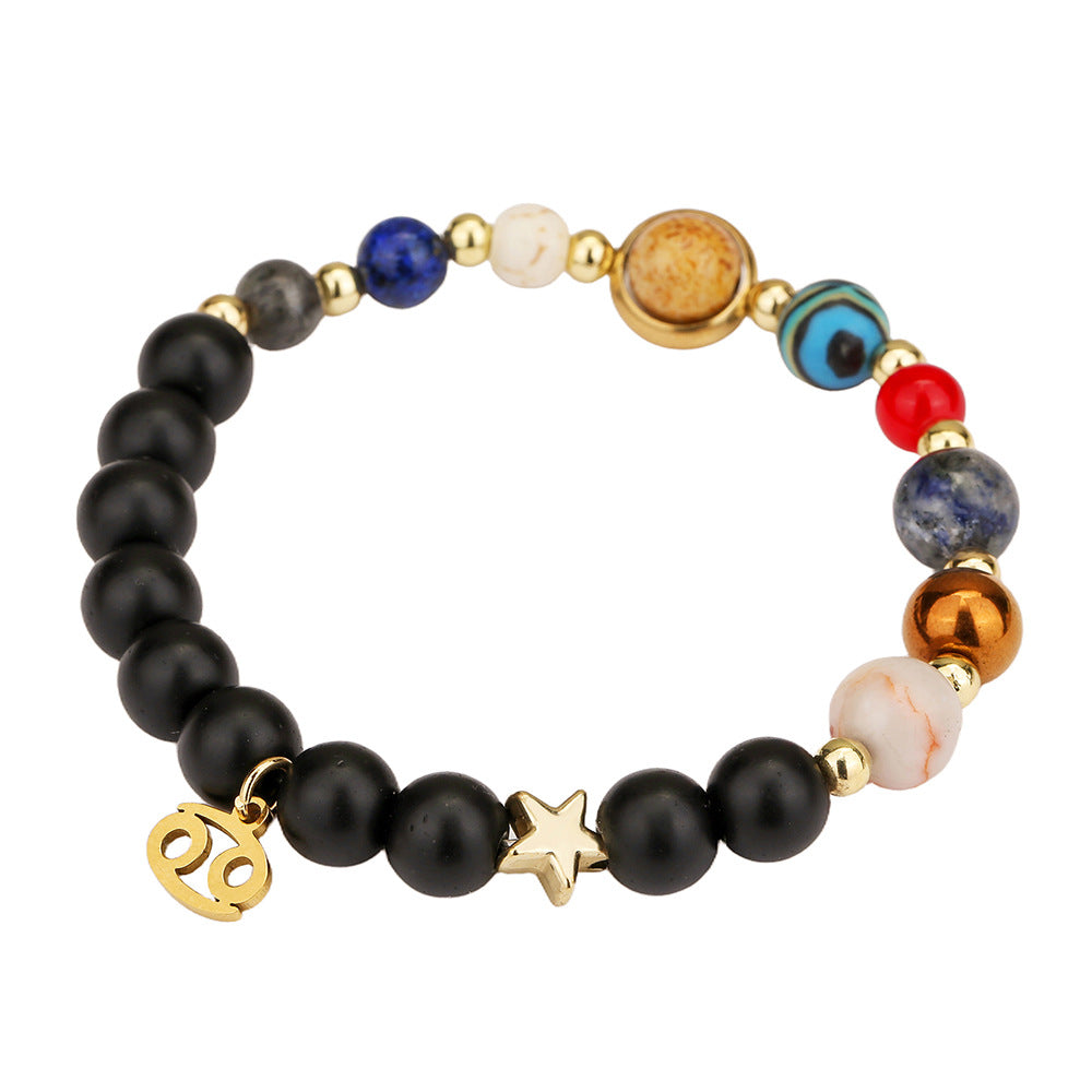 Constellation Geometric Stainless Steel and Alloy Beaded Bracelet with Natural Gemstone for Unisex