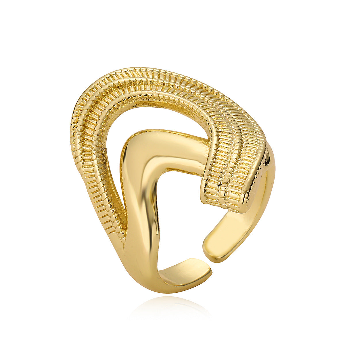 Minimalist Geometric Open Ring for Women Made of Brass with Real Gold Plating