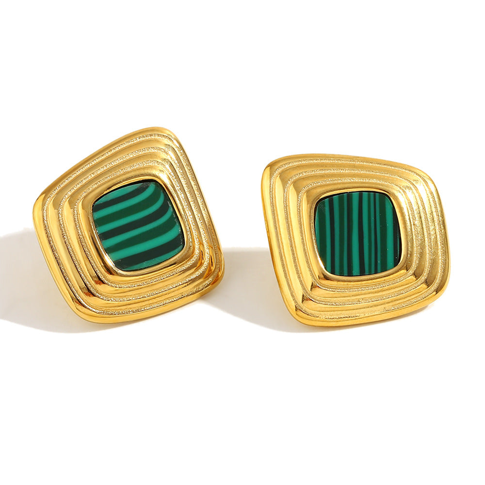 Fashionable Minimalist Geometric Acrylic Earrings with Stainless Steel Posts and 18K Gold Plating