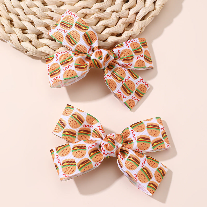 Natural Style Bow-Shaped Polyester Hair Clip for Girls with Ruffled and Mesh Details, Duckbill Clip Design
