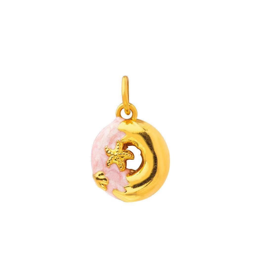 Vintage 18K Gold Plated Stainless Steel PVD Butterfly Heart Floral Charm Bar Pendant