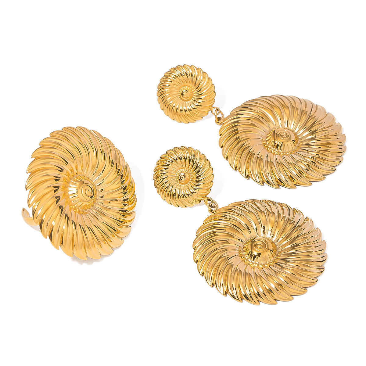 Pendientes de acero inoxidable con forma floral y acabado chapado para mujer, elegantes y modernos para uso diario