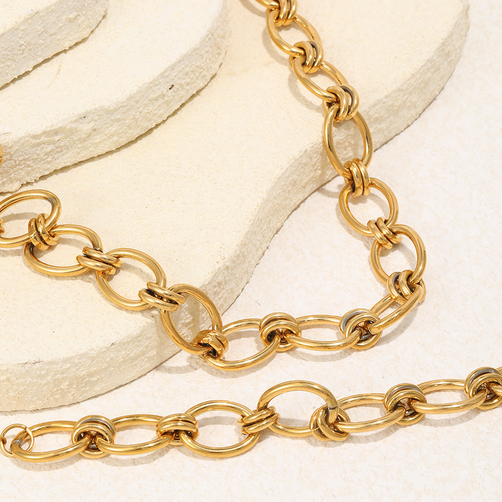 Hip-hop Elegant Geometric Stainless Steel Gold Plated Necklace for Women