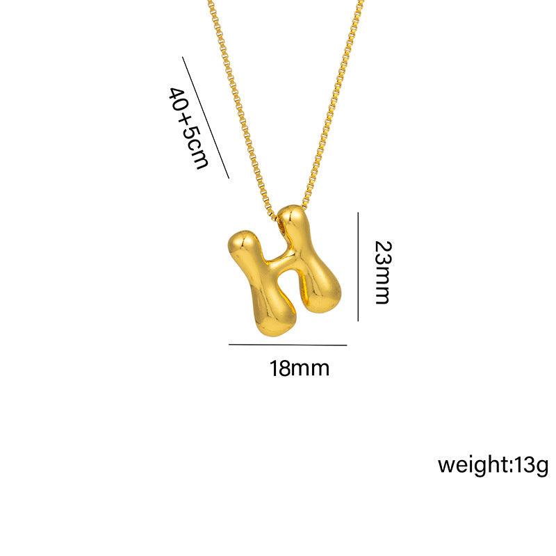 Bonito collar con dije de burbuja en forma de letra Q, estilo Q, de acero de titanio con chapado en oro de 18 quilates para mujer