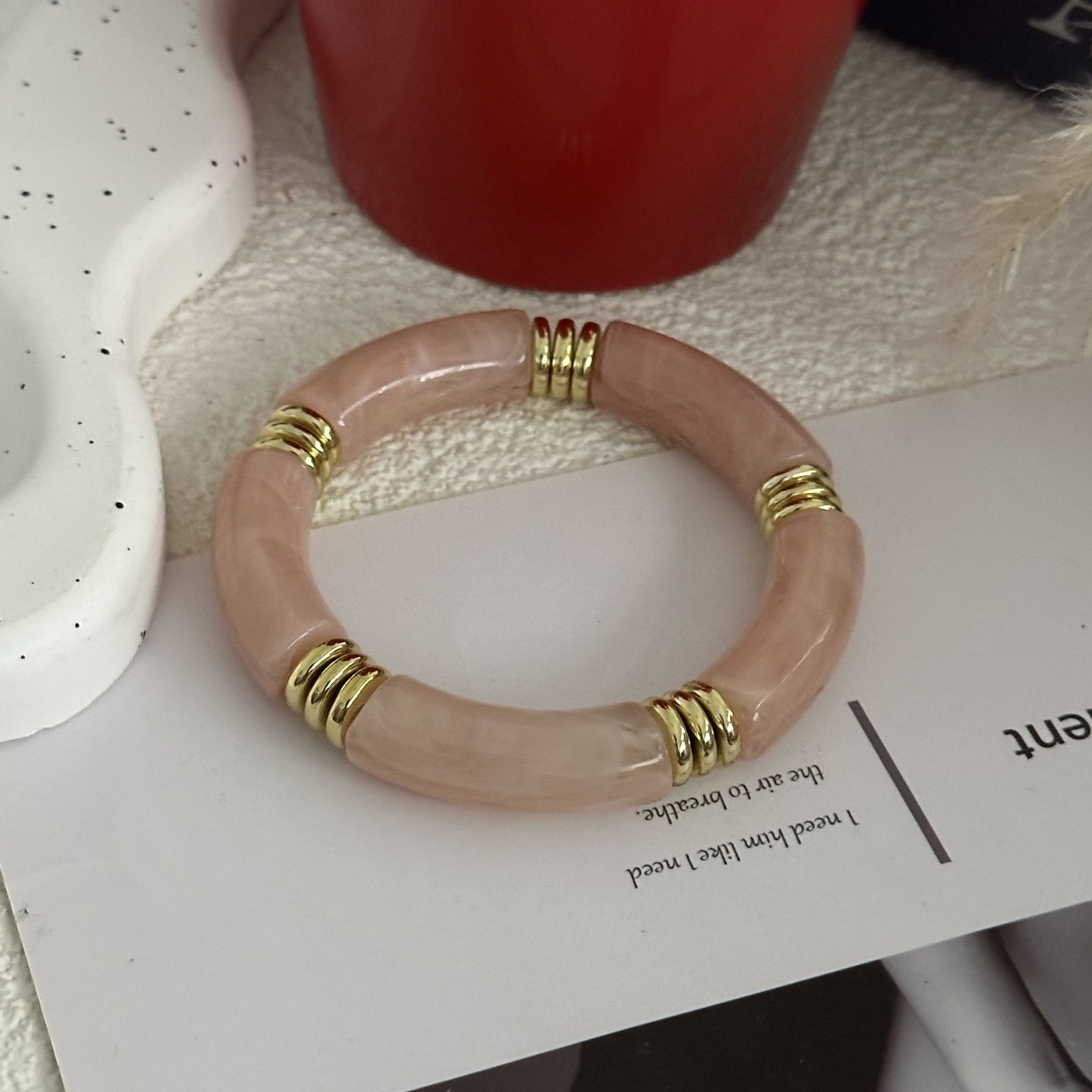 Conjunto de pulseras de tubo curvo de acrílico geométrico de aceite de goteo vintage