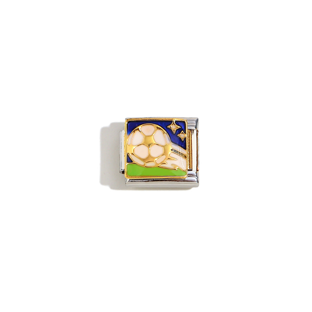 Elegant 18K Gold Plated Drip Oil Square Stainless Steel Charm Bar for Women