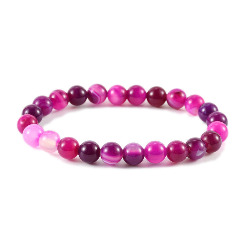 Geometric Natural Stone Agate Beaded Bracelet Unisex Handmade Jewelry