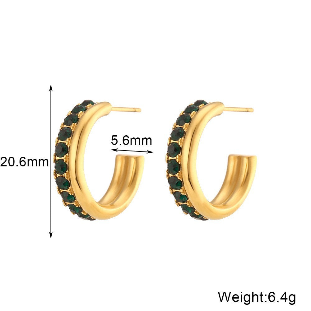 Minimalist Luxe Bamboo-Textured Stainless Steel Hoop Earrings with 18K Gold Plating for Women