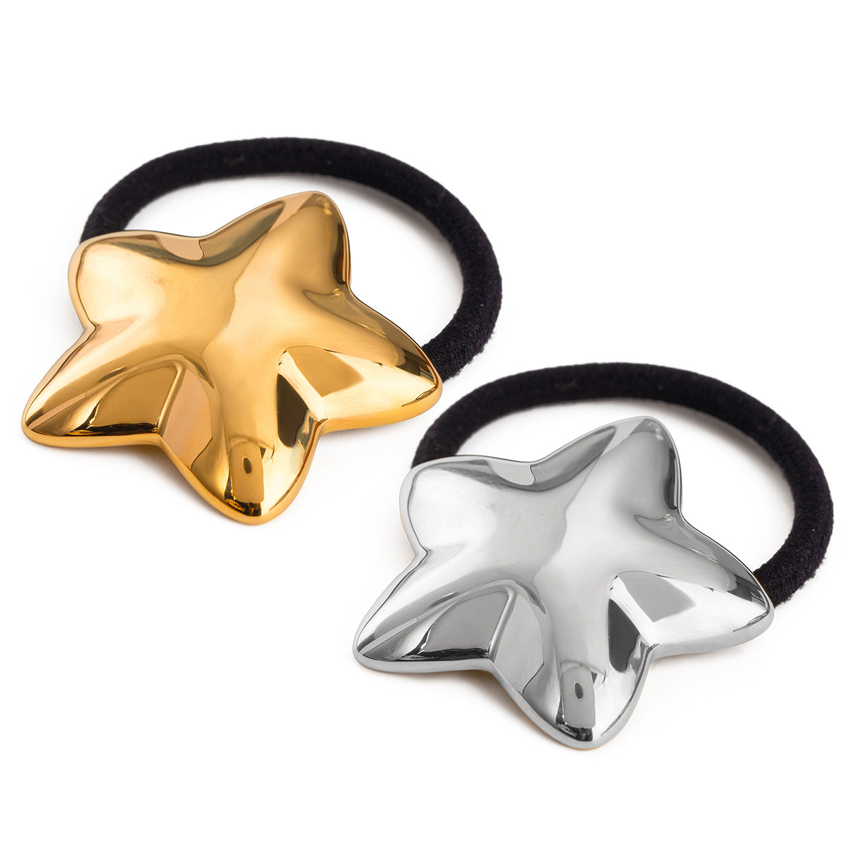 High-Elastic Stainless Steel Hair Tie with Star Motif for Women Trendy Ponytail Holder Minimalist Ins-Inspired Headband Accessory