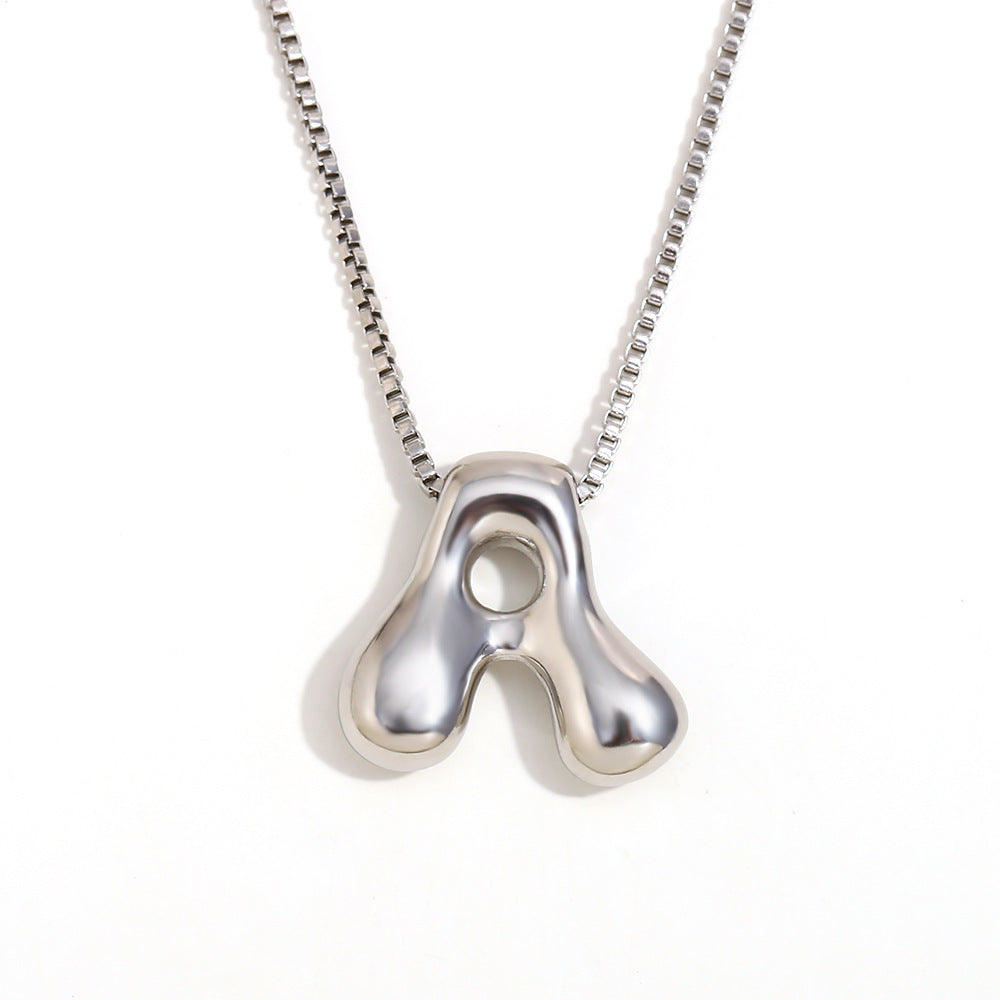 Minimalist Fashion Letter Necklace for Women Stainless Steel Pendant with 18K Gold Plating