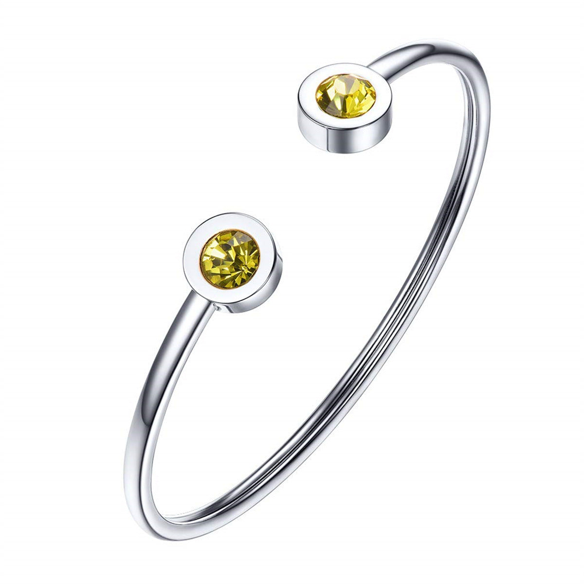 Pulsera minimalista geométrica de acero inoxidable con piedra de nacimiento de diciembre para mujer