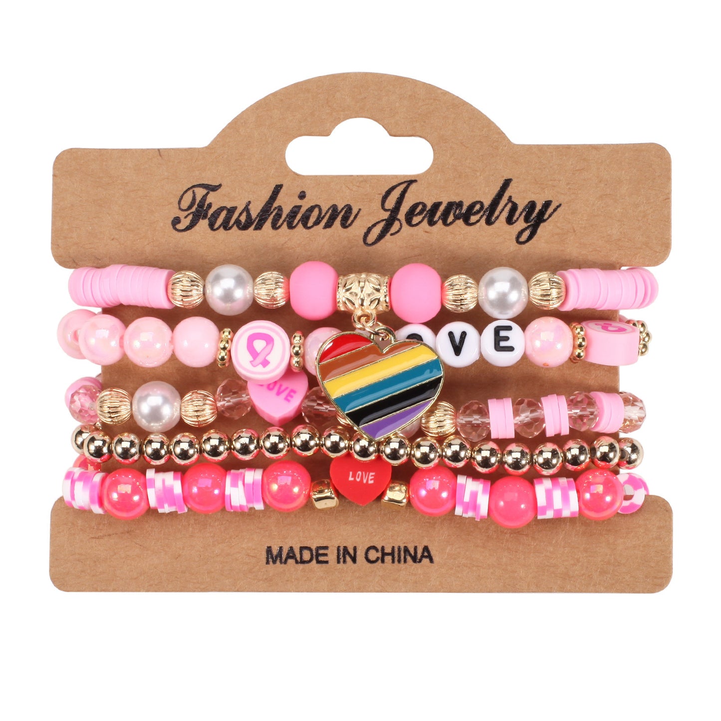 Heart Shape Resin Crystal Floral Pattern Unisex Bracelet