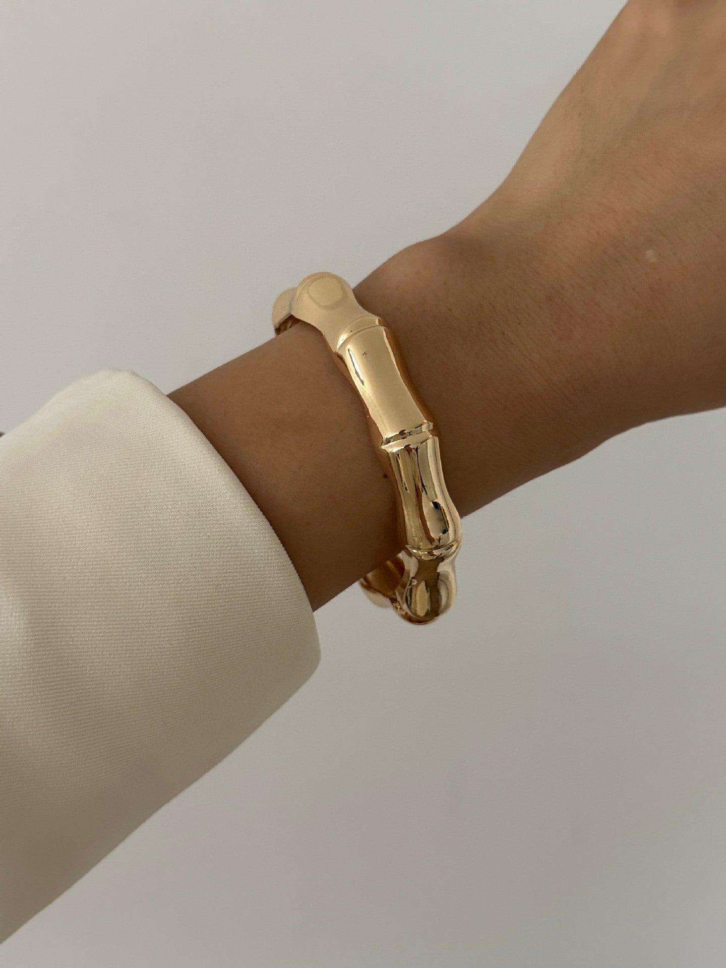 Pulsera Abierta de Puño con Nudo de Bambú de Aleación Geométrica, de Goteo de Aceite, de Lujo Vintage