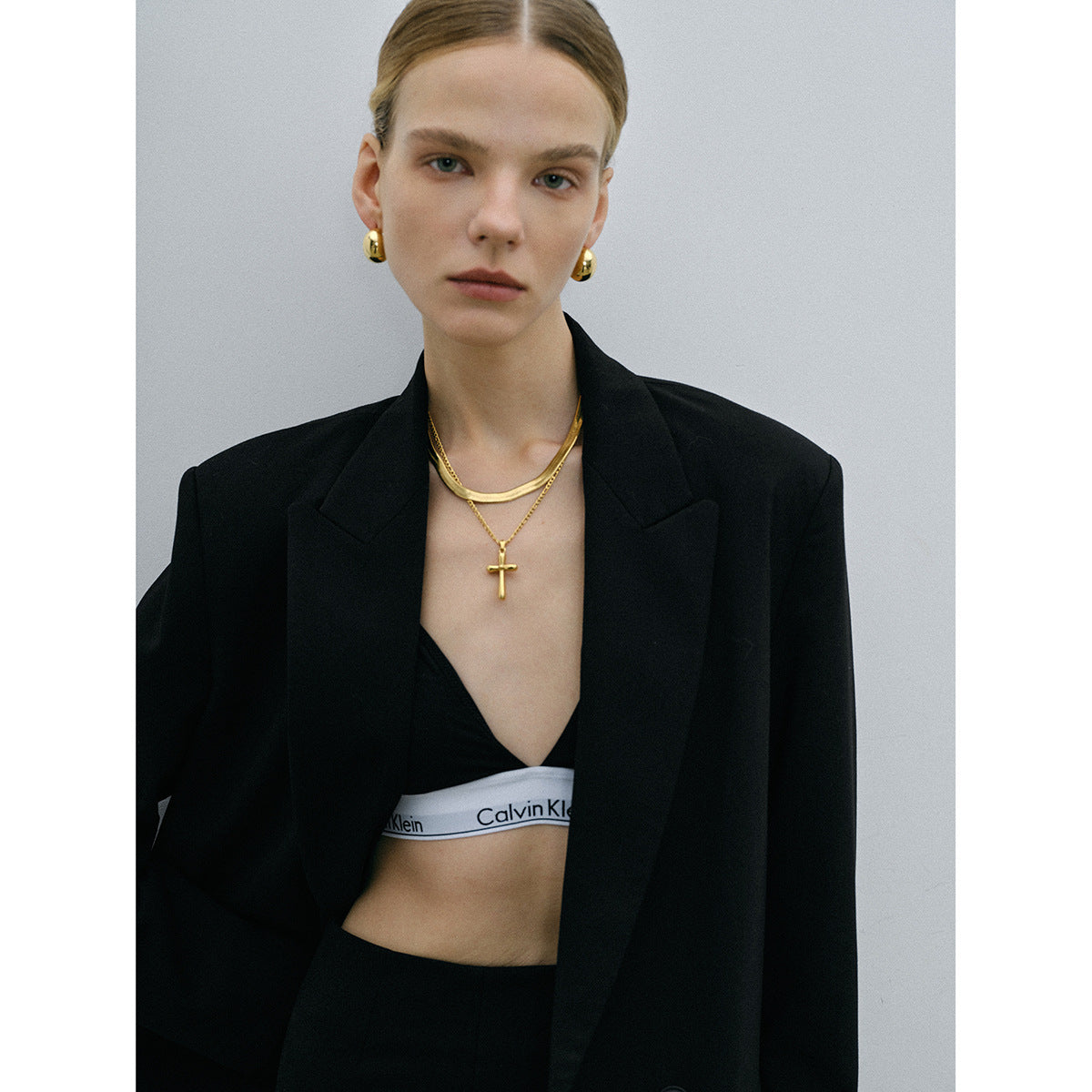 Minimalist 18K Gold Plated Cross Stainless Steel Titanium Steel Necklace