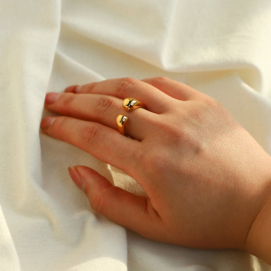 Anello aperto regolabile in acciaio inossidabile geometrico minimalista da donna con finitura placcata oro
