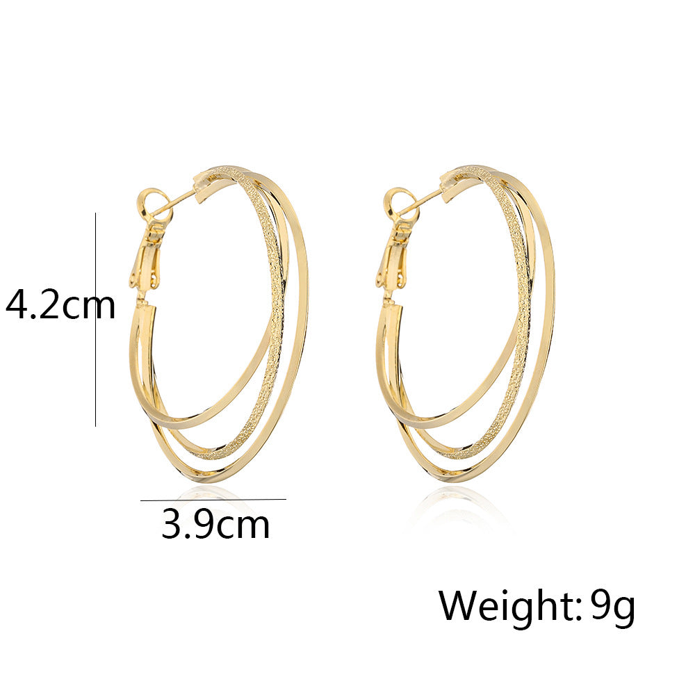 Orecchini a cerchio grandi geometrici minimalisti da donna in rame con placcatura in oro 18 carati