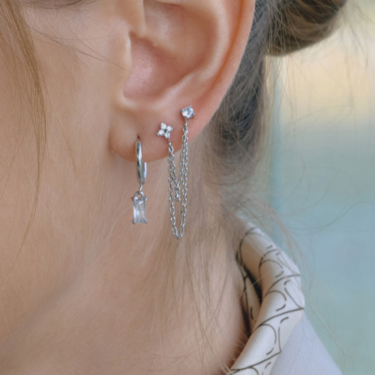 Elegant Geometric Stainless Steel Plated Cubic Zirconia Earrings for Women