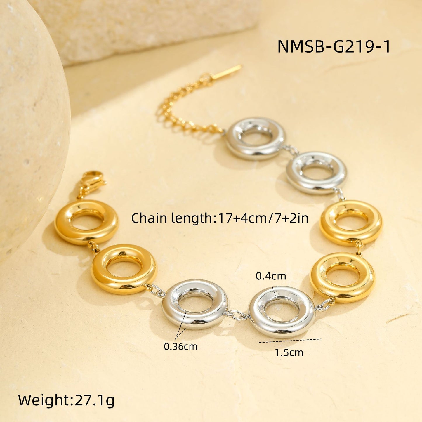 Bracciale Minimalista Geometrico in Acciaio Inox con Placcatura in Oro 18K da Donna