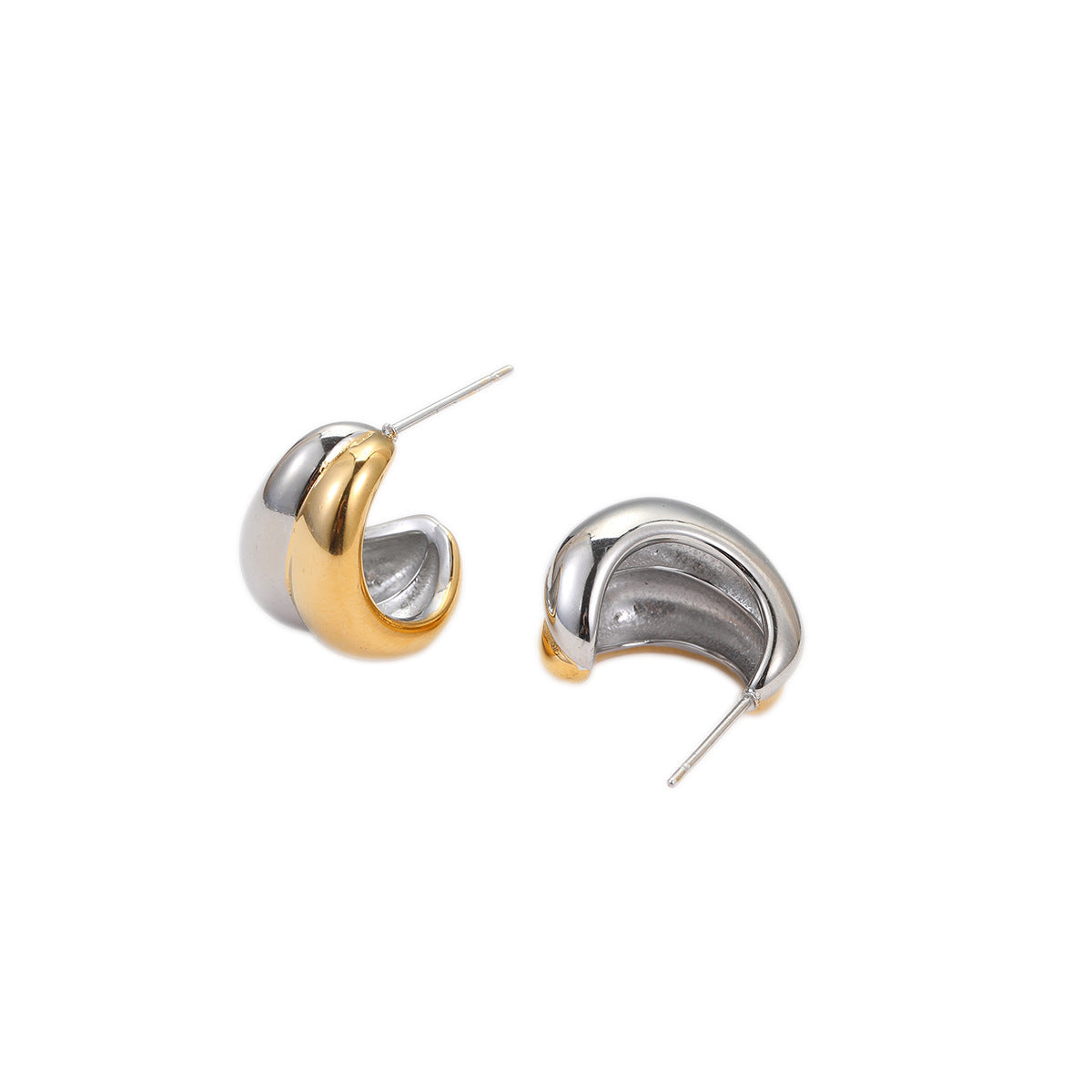 Pendientes geométricos de acero inoxidable con bloques de color y baño de oro de 18 quilates para mujer — Diseño elegante ideal para la oficina