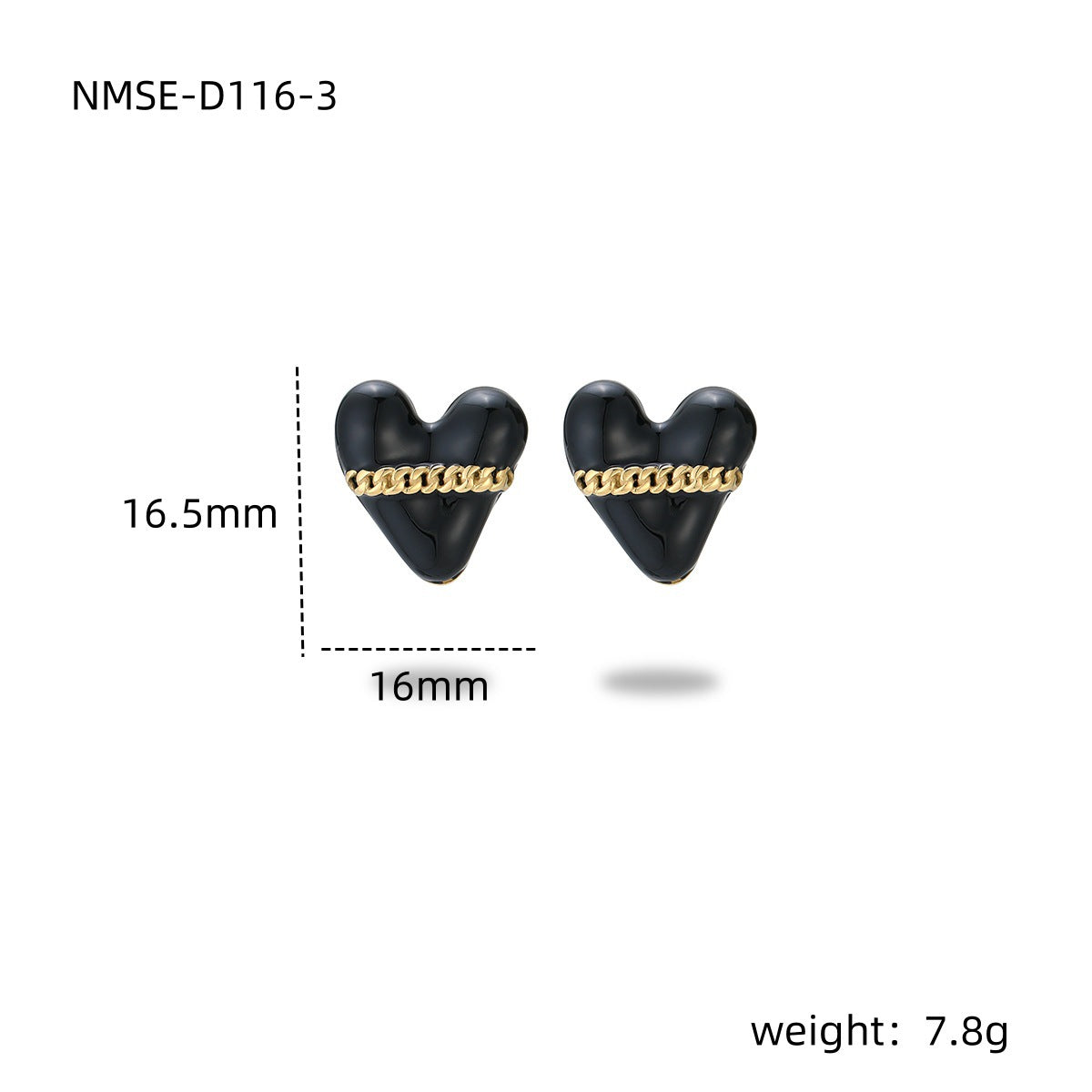 Orecchini a Perno da Donna in Acciaio Inossidabile con Smalto a Forma di Cuore Minimalista, con Design Geometrico e Ondulato