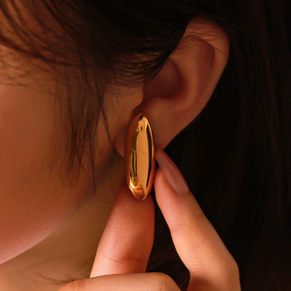 Minimalist Geometric Stainless Steel Drip-Shaped Earrings for Women with 18K Vacuum Plating Finish