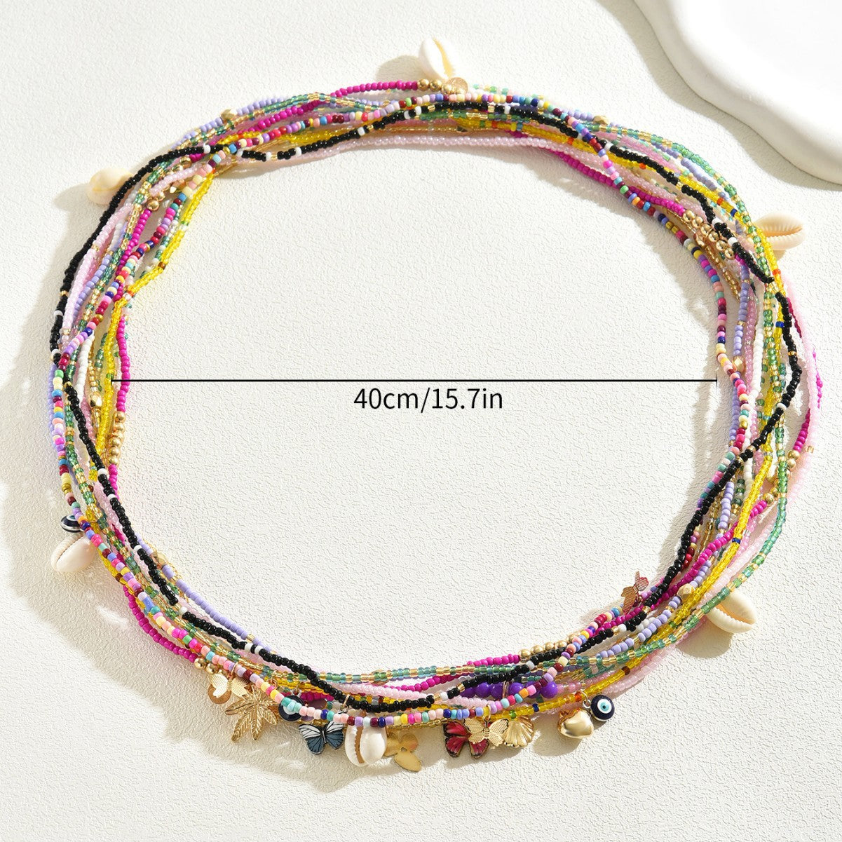 Set de pulseras trenzadas multicapa para mujer, estilo OL elegante y minimalista, con detalles de concha, nudo de lazo, hoja y formas geométricas