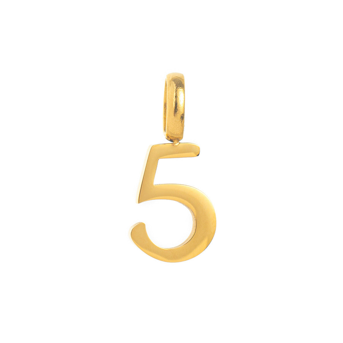 Minimalist 18K Gold Plated Titanium Steel Number Charm Bar