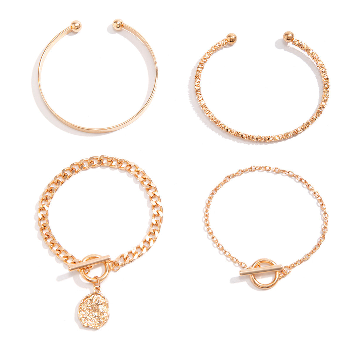 Geometric Heart-Shaped Alloy Bracelet with Rhinestone Inlay for Women, Hip-Hop Style Stackable Chain Bracelet