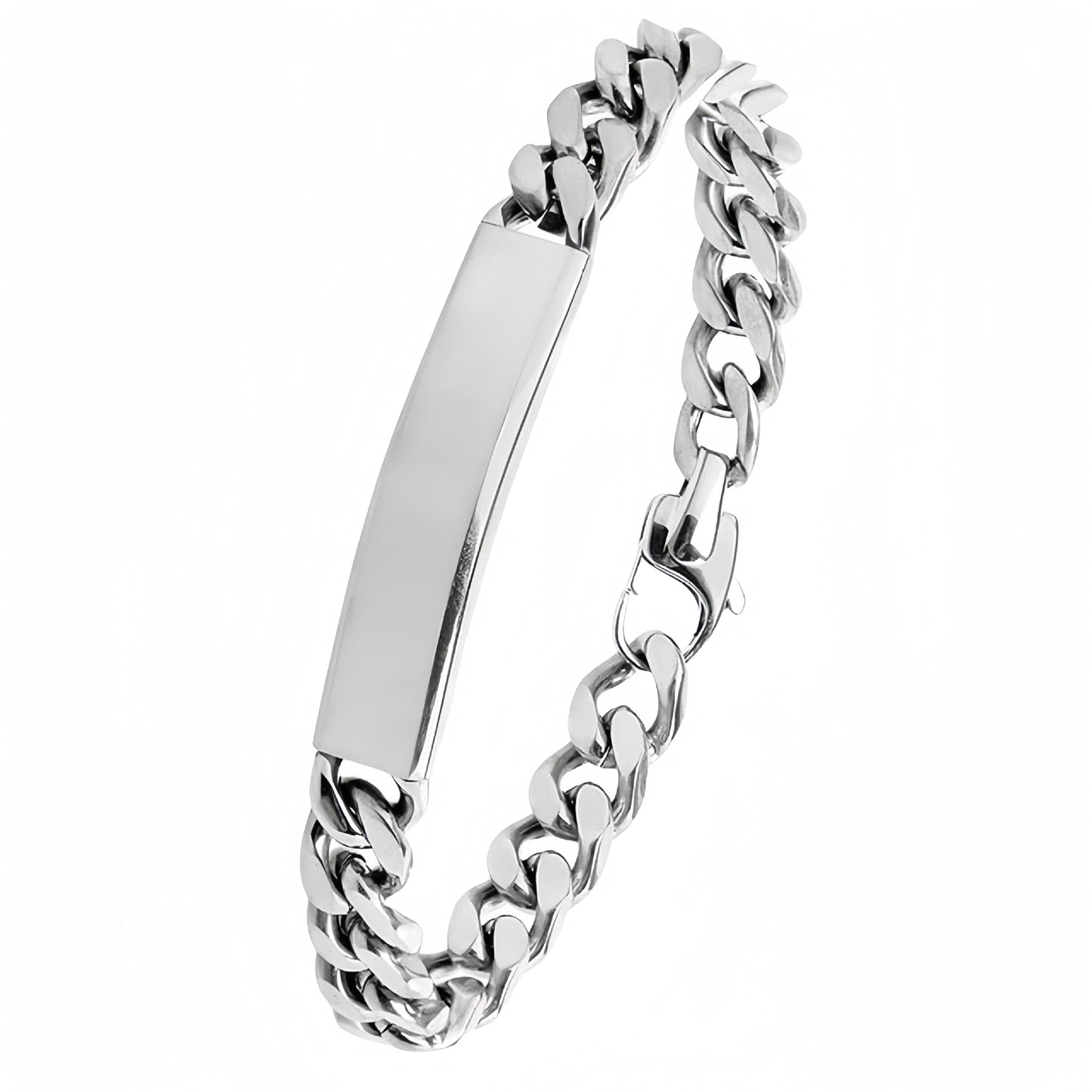 Pulsera de barra con dije DIY grabada con láser, geométrica, de acero de titanio chapado en oro de 18 quilates PVD para unisex