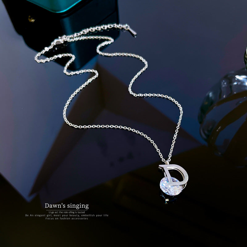 Minimalist Geometric D-Shaped Titanium Steel Necklace with Gold Plating for Women