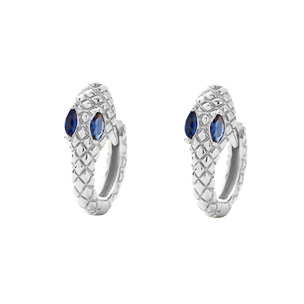 Orecchini a clip creativi a forma di animale in argento sterling S925 con intarsio di strass e finitura smaltata, unisex