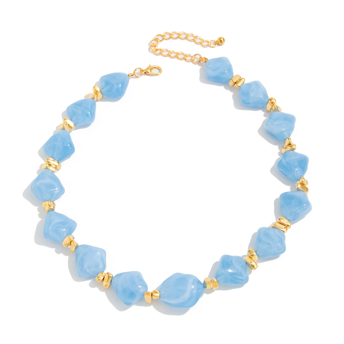 Collana girocollo da donna in resina, geometrica minimalista irregolare, con finitura placcata