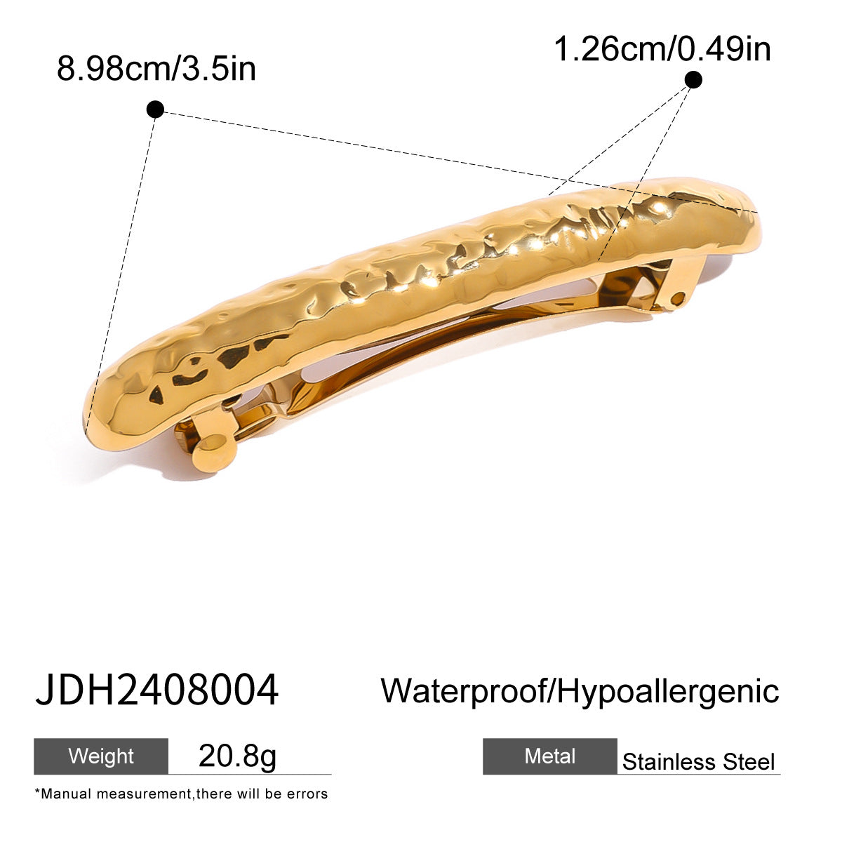 Minimalist Geometric Line Stainless Steel Hair Clip for Women with Plated Finish