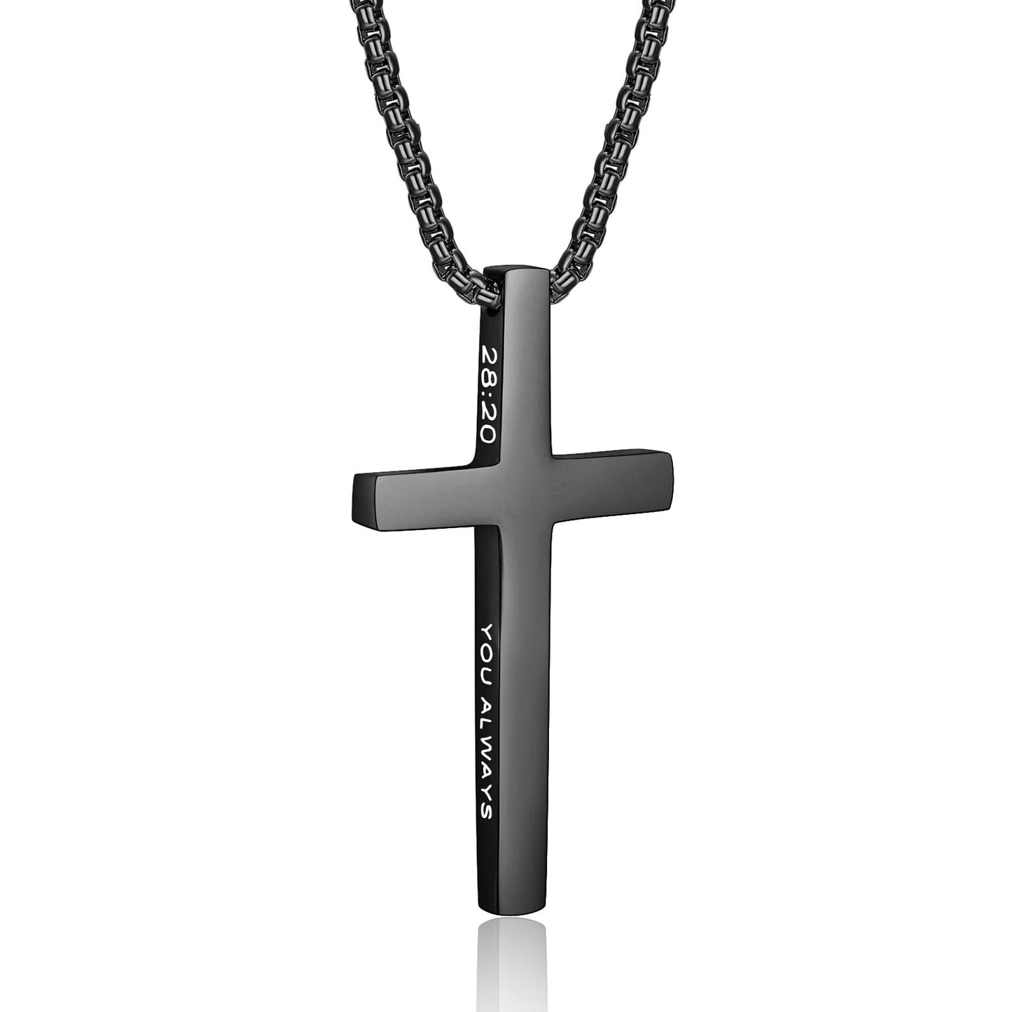 Minimalist Cross Pendant Necklace in Stainless Steel with Polished Titanium Steel Charm for Unisex Daily Wear