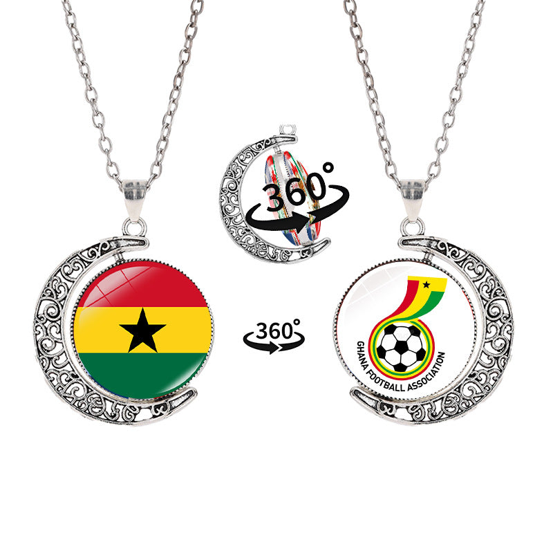 Collana a pendente a mezzaluna geometrica sportiva in lega con finitura galvanizzata per abbigliamento casual unisex
