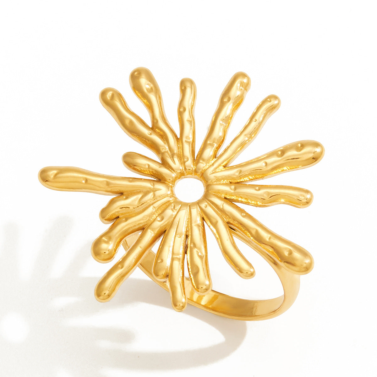 Anillo geométrico de acero inoxidable con circonitas para mujer con acabado chapado, accesorio de moda minimalista