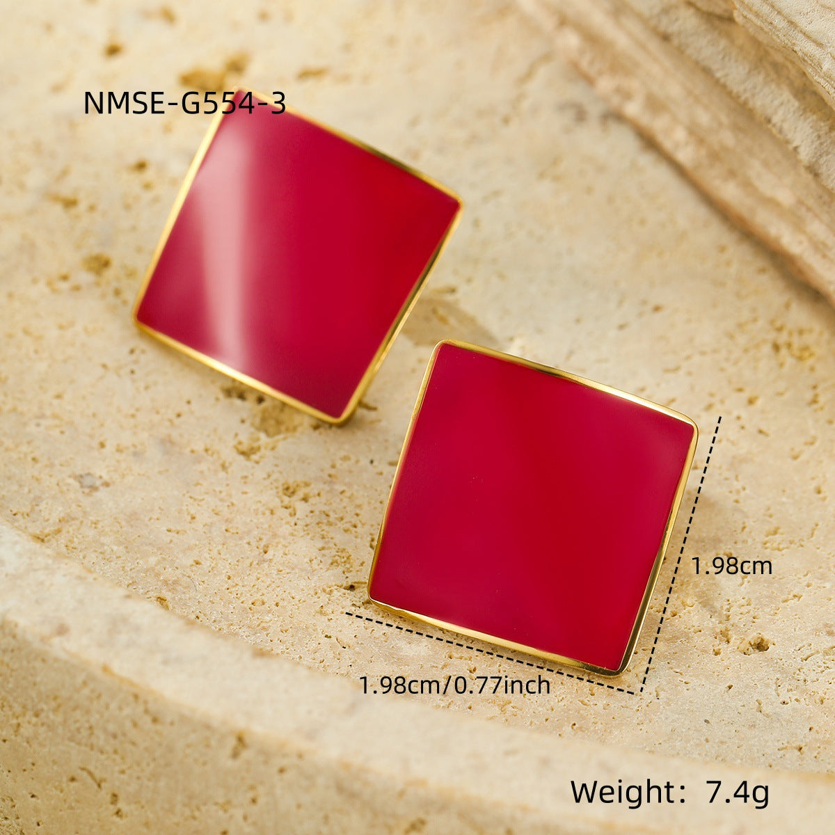 Minimalist French Retro Geometric Stainless Steel Earrings with Enamel Finish for Women, Versatile Fall Winter Fashion Ear Jewelry