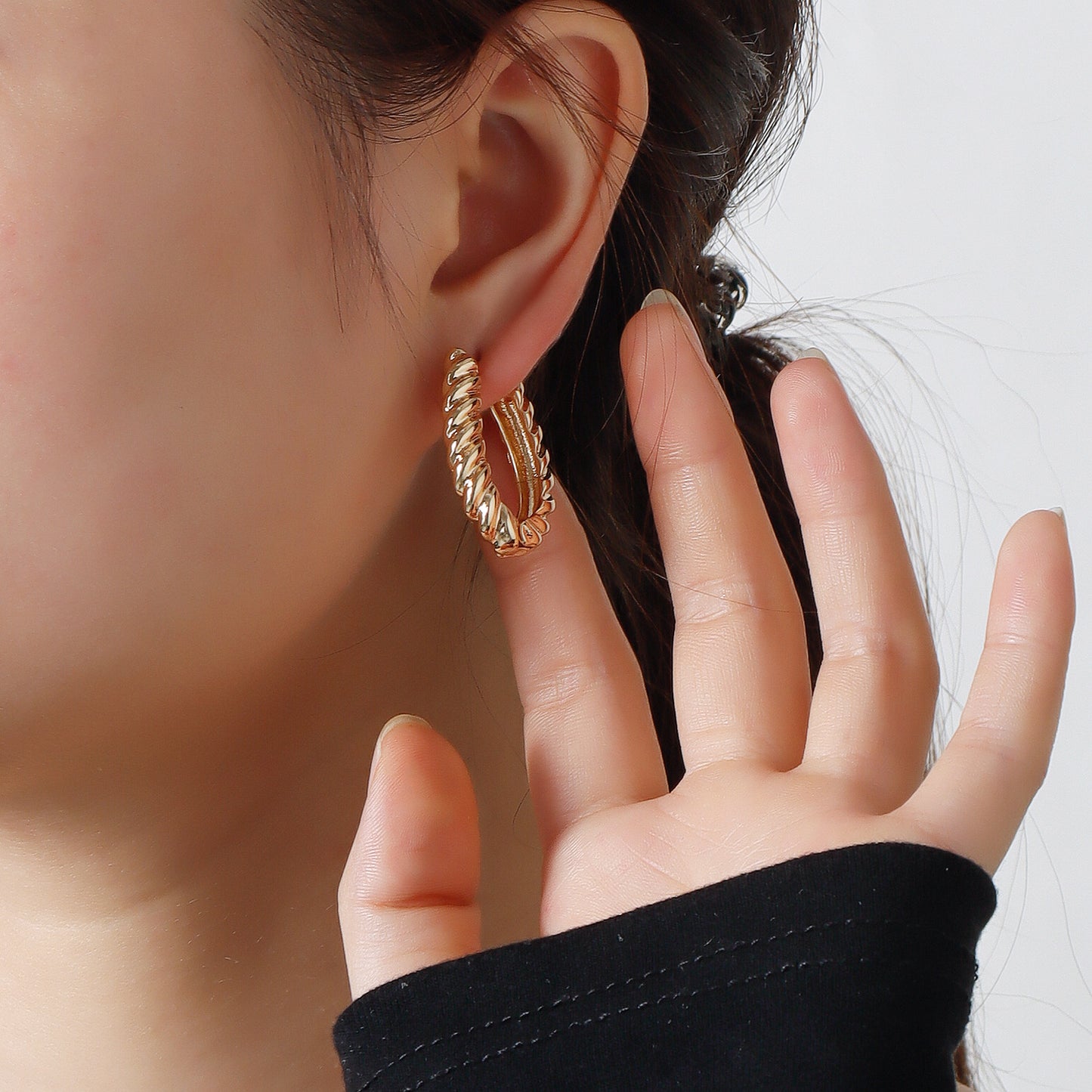 Minimalist Geometric Alloy Stud Earrings with Plated Finish for Women — Round Hexagonal Square Beveled Edges Design