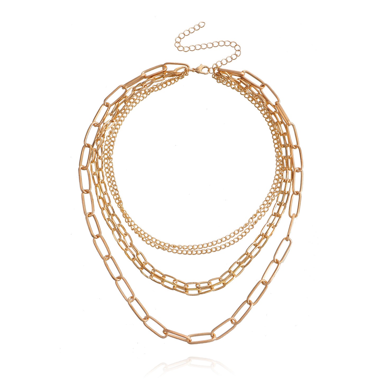 Vintage Geometric Pendant Necklace for Women with Gold-Plated Alloy Chain and Wavy Link Design