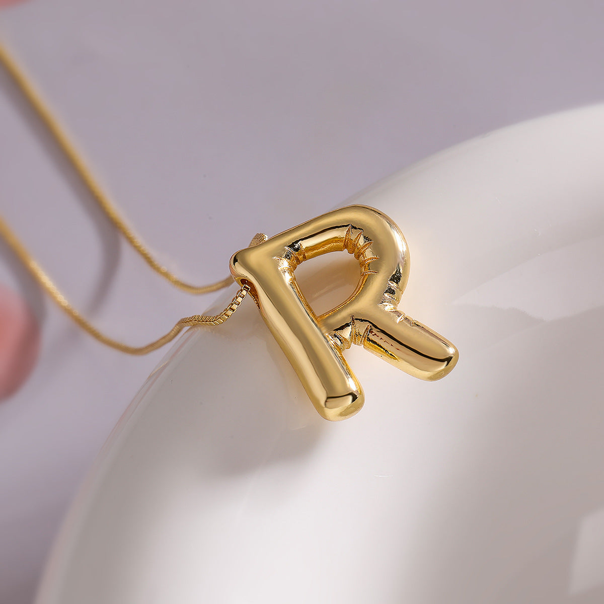 Minimalist Irregular Geometric Letter Balloon Pendant Necklace for Women
