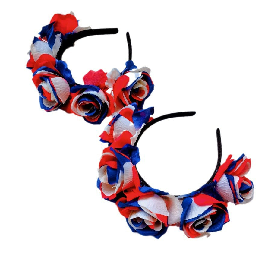 Sweet Floral Fabric Headband for Unisex Party Sports Cheering