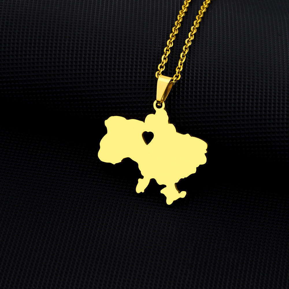 Collana con ciondolo geometrico etnico vintage da donna in acciaio inossidabile e titanio con finitura placcata, catena a O