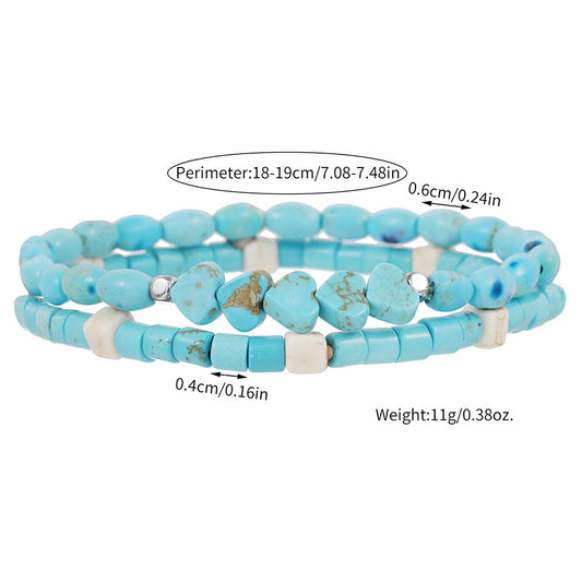 Bohemian Ethnic Geometric Heart Turquoise Bracelet Set Unisex