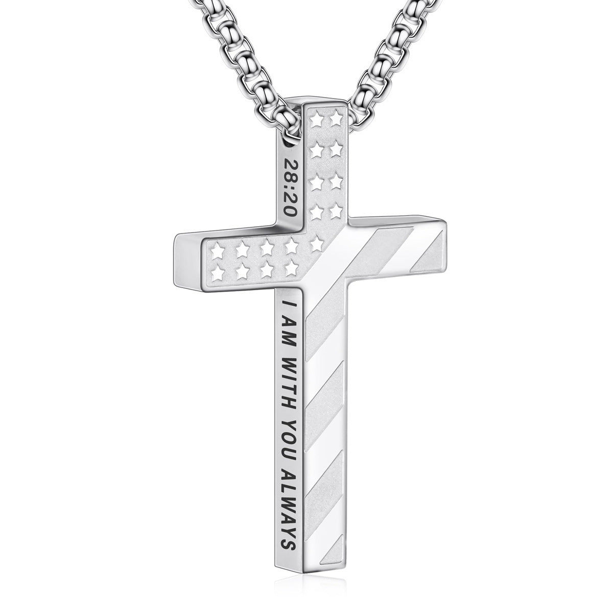 Casual Geometric Cross Stainless Steel Plated Pendant Necklace with Ball Chain for Unisex