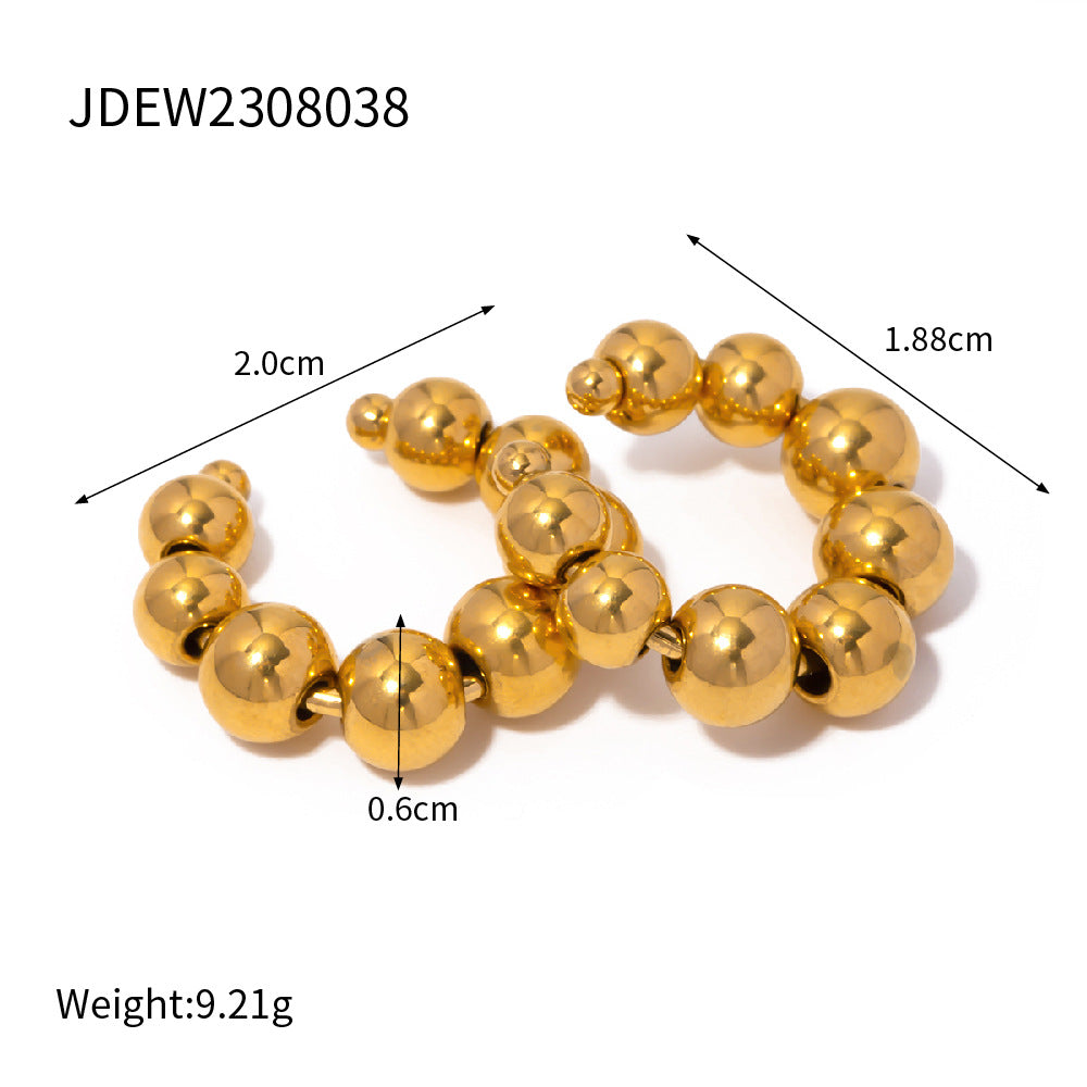 Pendientes de oreja de acero inoxidable geométricos chapados en oro para mujer, clips de oreja sin perforación en forma de U con estilo minimalista moderno