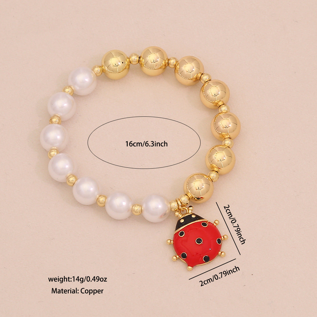 Fashion OL Style Insect-Shaped Imitation Pearl Beaded Bracelet for Women