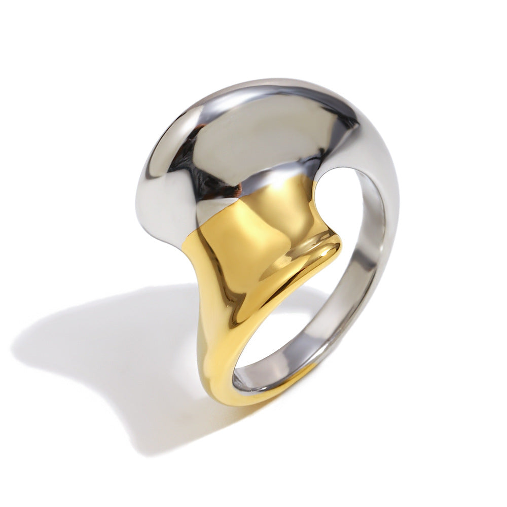 Anello geometrico minimalista in acciaio inossidabile con placcatura in oro 18 carati per donna, accessorio di moda di lusso
